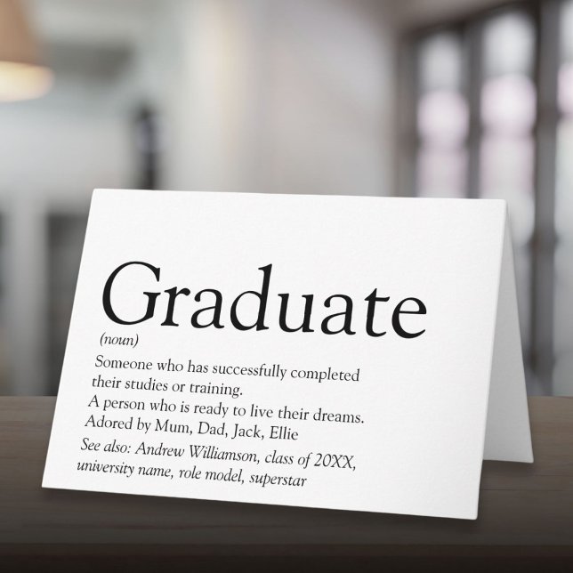 Carte Définition Graduelle Fun Moderne Noir Et Blanc (Graduate Definition Fun Modern Black And White Card)