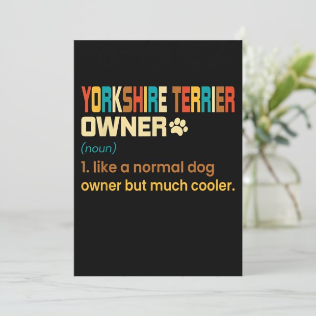 Carte Définition rétro Yorkshire Terrier Propriétaire (Debout devant)