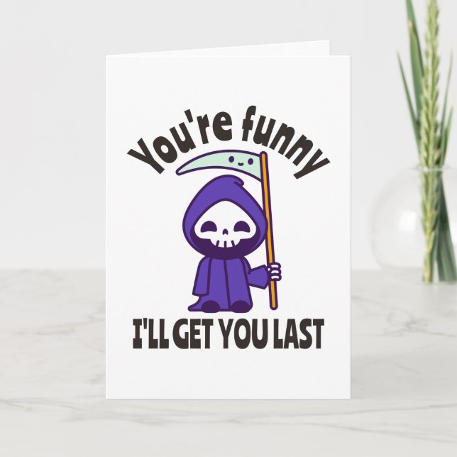 Carte Déguisement drôle de Grim Reaper squelette pour Ha (Devant)