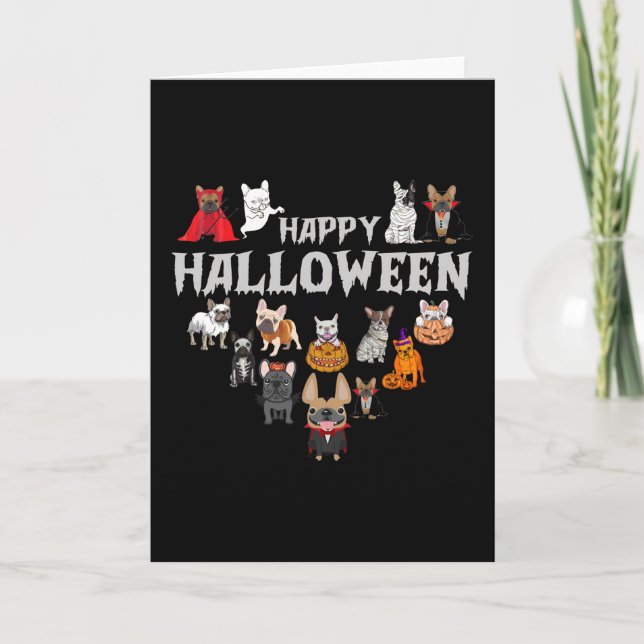 Carte Déguisement Frenchie Joy Halloween Bouledogue fran (Devant)