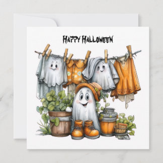 Carte Déguisements de fantôme pour un Halloween joyeux