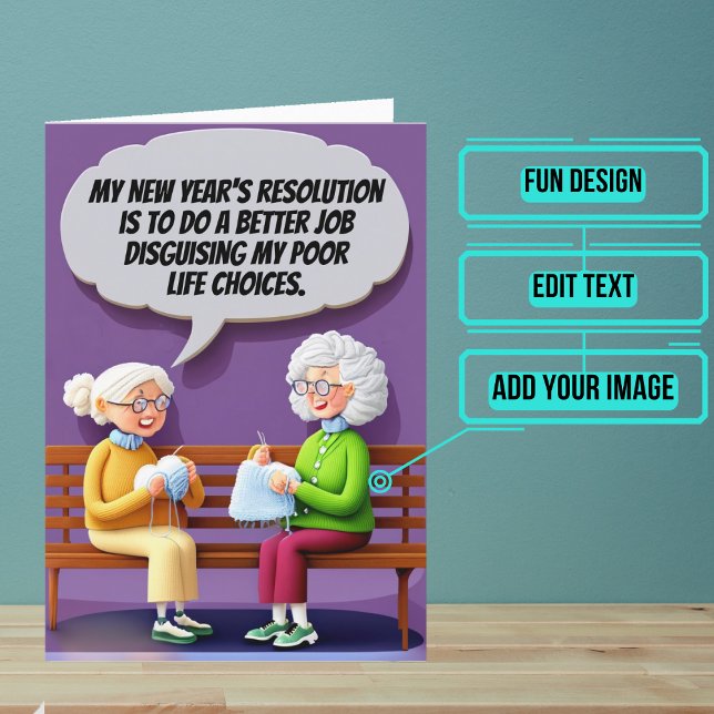 Carte Déguiser les mauvais choix au Nouvel An (Start the year off right by sending your loved ones this fun card.)