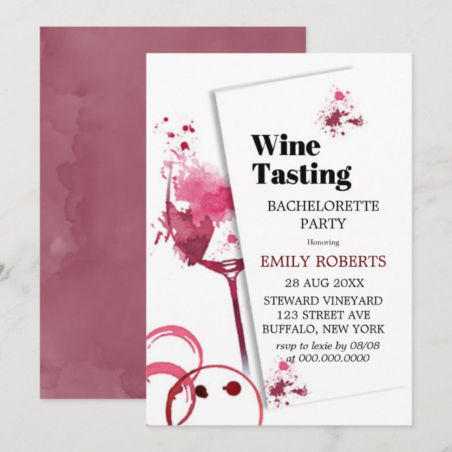 Carte Dégustation de vin de Bordeaux Bachelortie (Devant / Derrière)