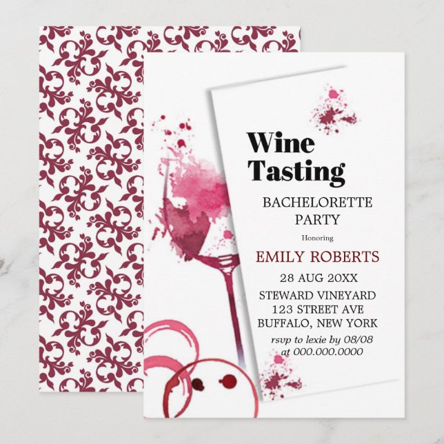 Carte Dégustation de vin de Bordeaux Bachelortie (Devant / Derrière)