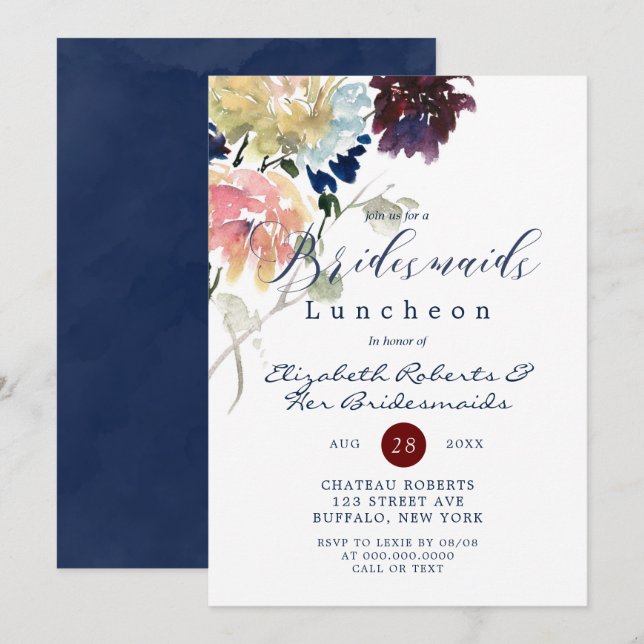 Carte Déjeuner d'affaires des Bridesmaitres Blush Peony  (Devant / Derrière)