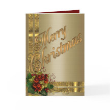 Carte d'élégance de Noël or et rouge victorien