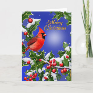 Carte d'élégance de Noël rouge cardinal oiseau sai