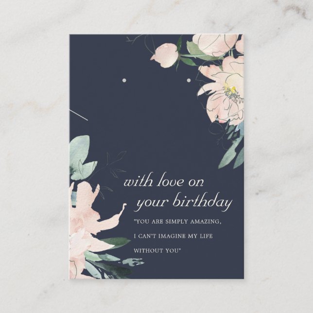 CARTE D'ÉLEVAGE FLEURIE MARINE BLUSH ANNIVERSAIRE  (Devant)