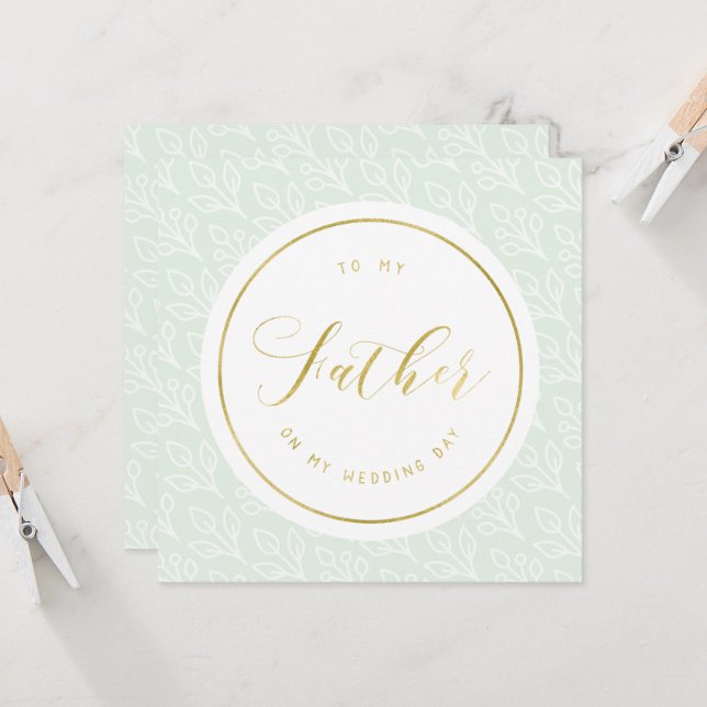 Carte Délicat | "À mon père le jour de mon mariage" (Devant/Arrière en situation)