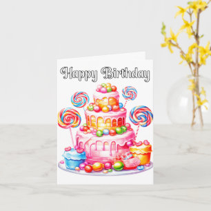 Carte Délicieux gâteau de fête d'anniversaire heureux
