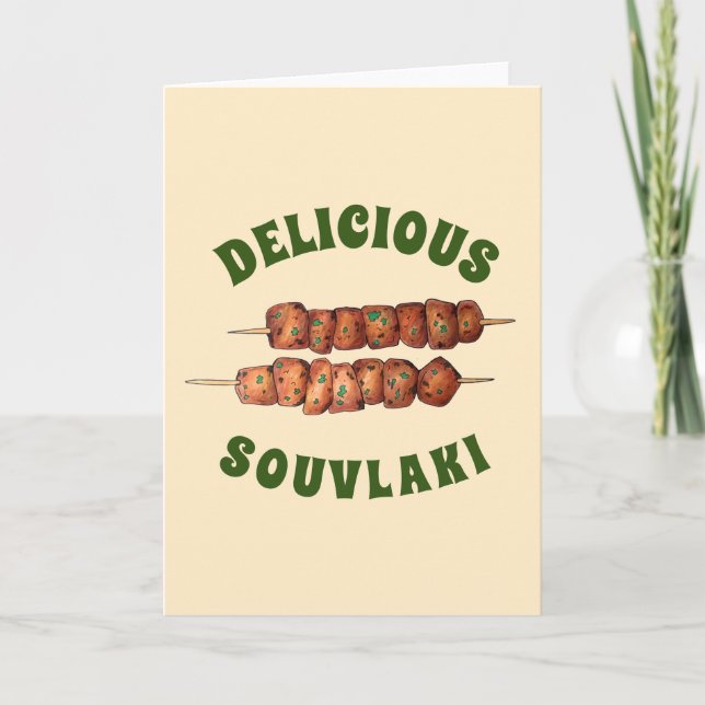 Carte Délicieux Souvlaki Viande Porc brochette Cuisine g (Devant)