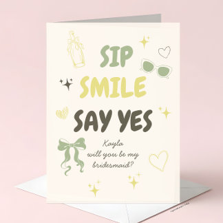 Carte Demande de demoiselle d'honneur Sage + Yellow Dood