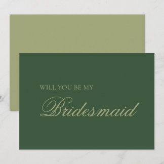 Carte Demande de Demoiselle d'Honneur Vert Forêt & Sauge