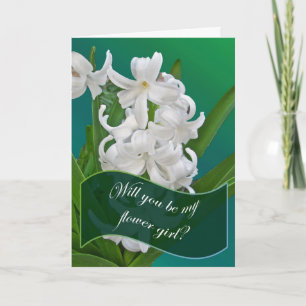 Carte Demande Fille aux Fleurs Jacinthe Blanche
