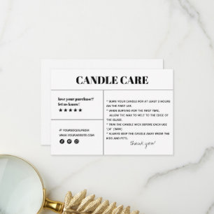 Carte d'emballage pour Merci de soins aux bougies