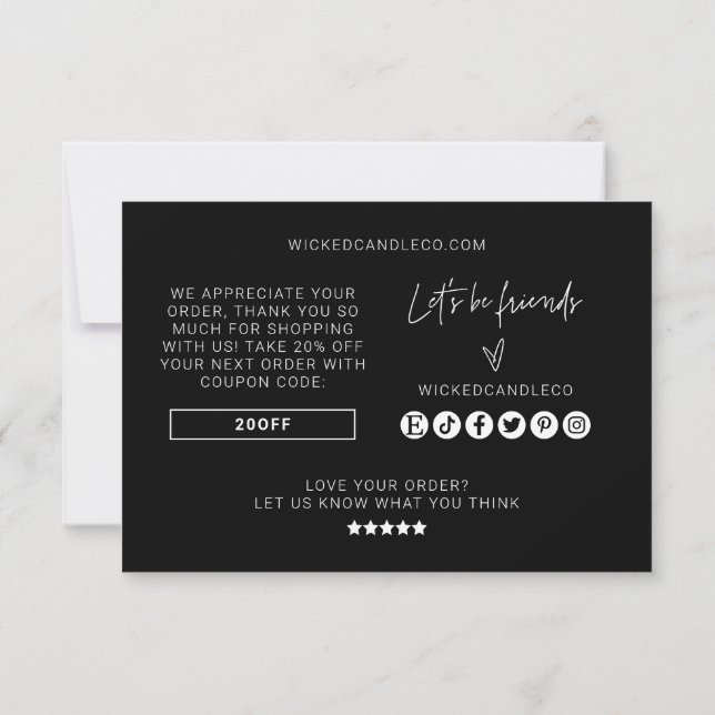 Carte d'emballage pour petites entreprises Merci d (Dos)