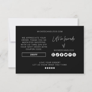 Carte d'emballage pour petites entreprises Merci d