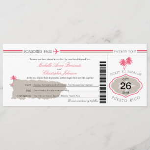Carte d'embarquement à Porto Rico Mariage