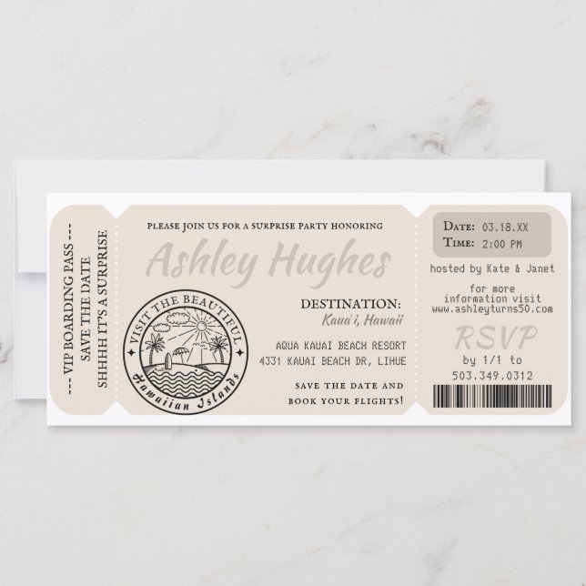 Carte d'embarquement | Anniversaire Destination Su (Devant)
