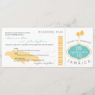 Carte d'embarquement au faire-part de mariage de