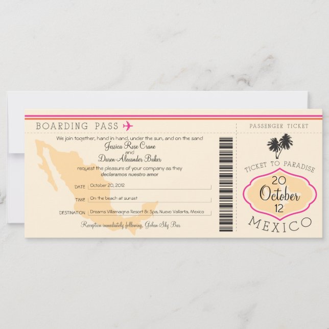 Carte d'embarquement au faire-part de mariage du (Devant)