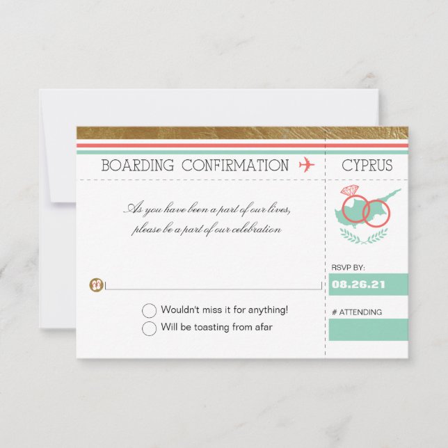 Carte d'embarquement au Palmier pour Chypre RSVP (Devant)