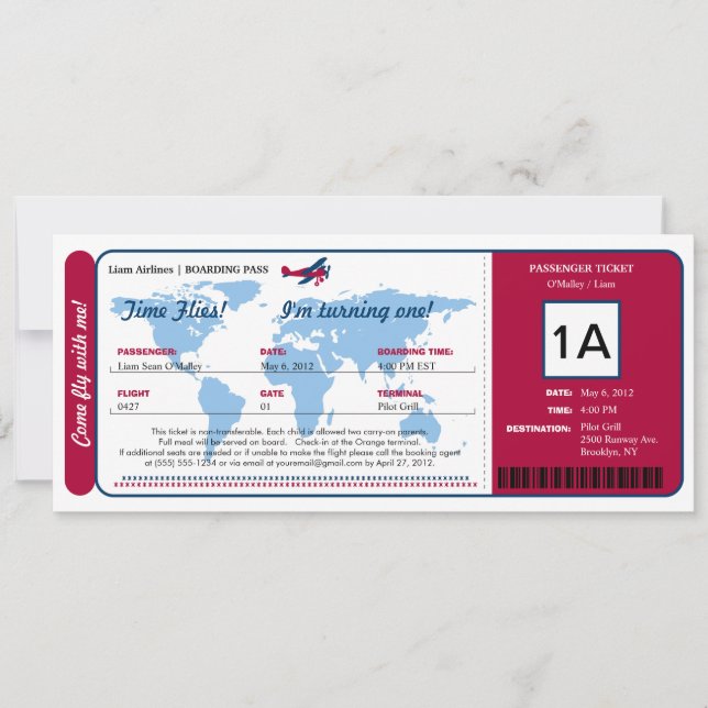  carte d'embarquement avec carte du monde (Devant)