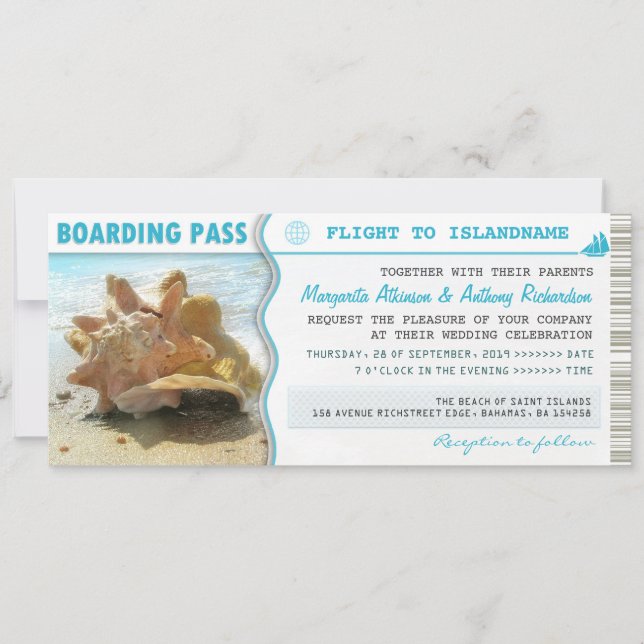 carte d'embarquement billet bateau mariage invitat (Devant)