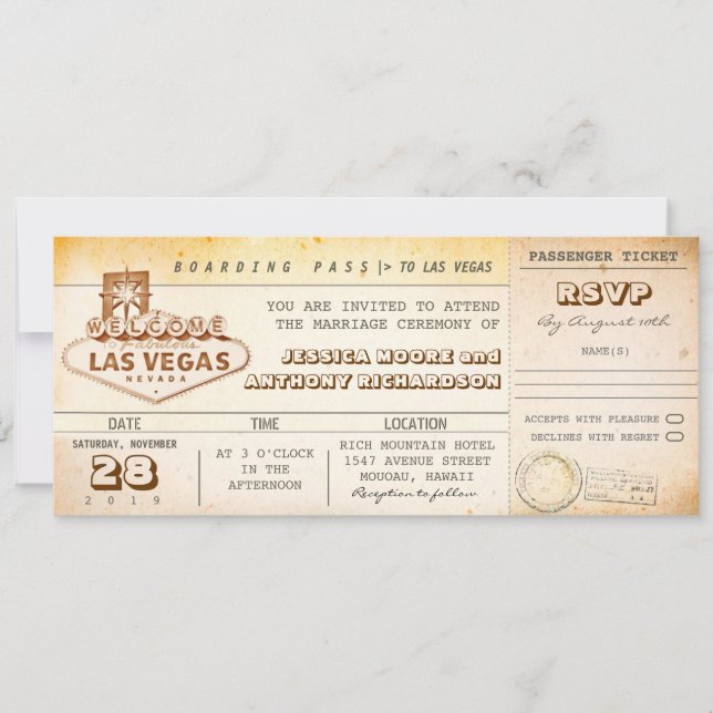 carte d'embarquement billets mariage-invitation LA (Devant)