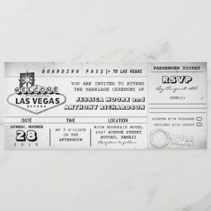carte d'embarquement billets mariage LAS VEGAS