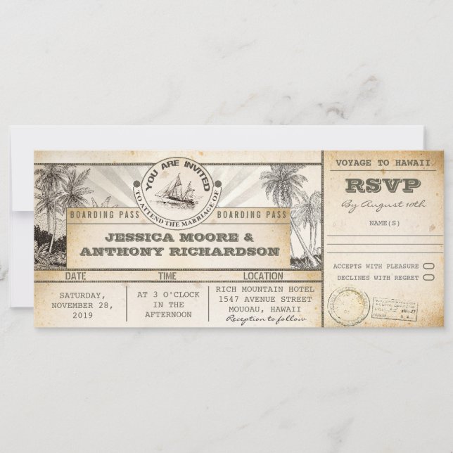 carte d'embarquement Billets mariages - invitation (Devant)