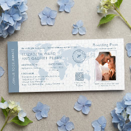 Carte d'embarquement Bleu Poussiéreux Mariage de D