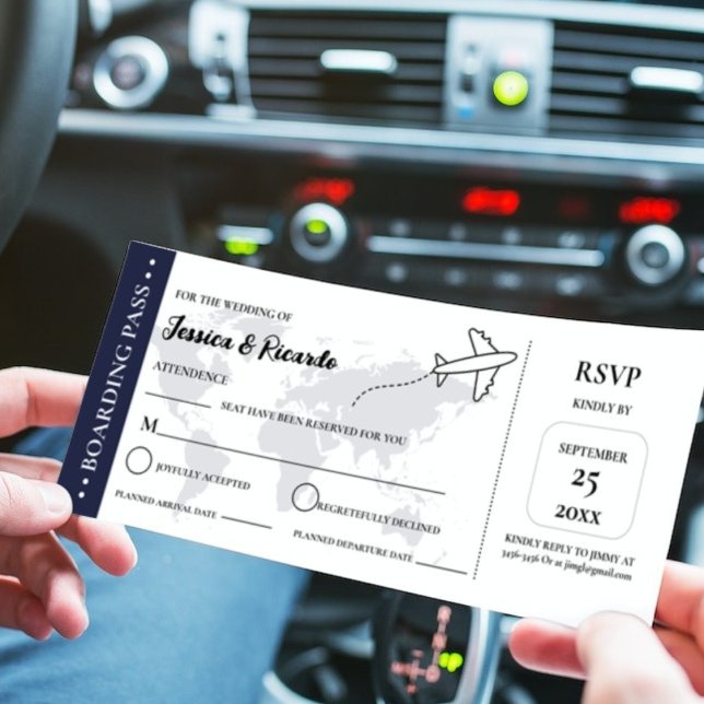 Carte d'embarquement bleue mariage RSVP carte d'en (Créateur téléchargé)