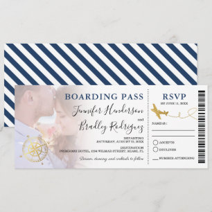 Carte d'embarquement bleue Photo de mariage de d