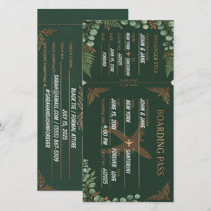 Carte d'embarquement botanique Vert forêt & Cuivre
