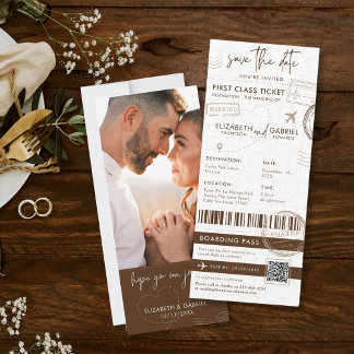 Carte d'embarquement Brown Mariage photo de destin