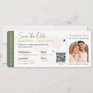 Carte d'embarquement Code QR de mariage de destina