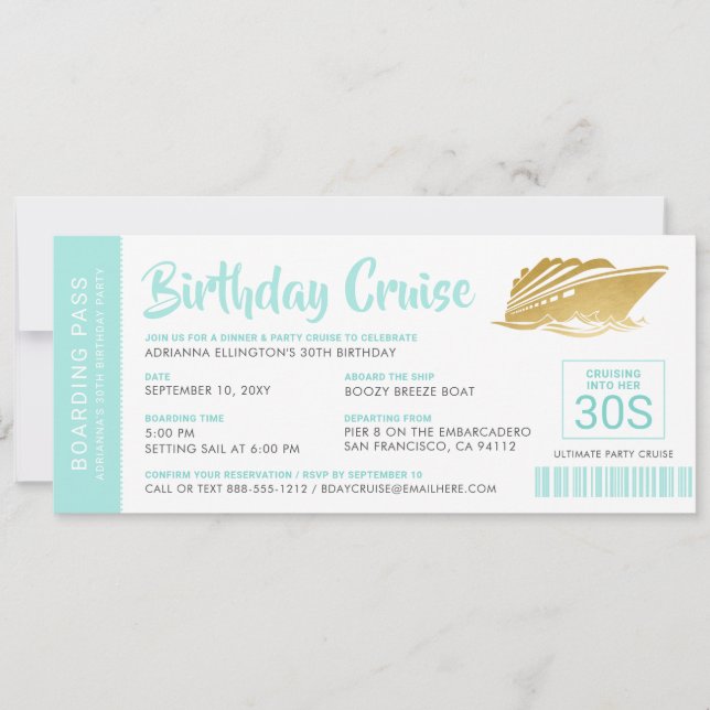 Carte d'embarquement d'anniversaire personnalisée  (Devant)