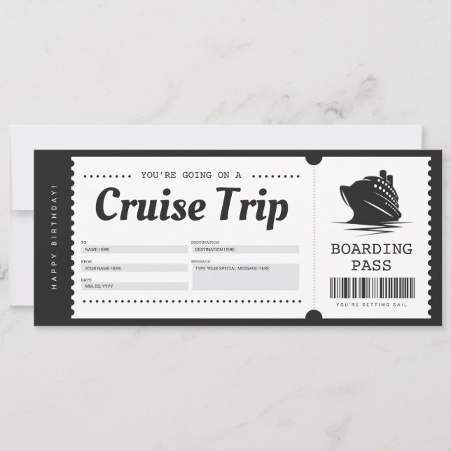Carte d'embarquement de croisière Billet de vacanc (Devant)