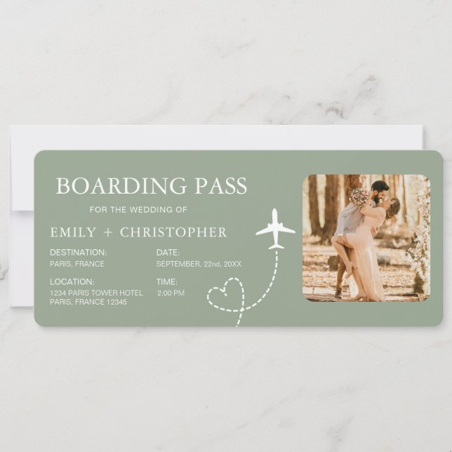 Carte d'embarquement de destination Billet d'avion (Devant)