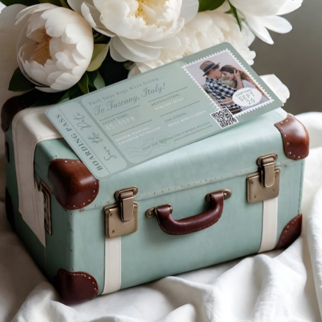 Carte d'embarquement de destination Billet d'avion (Destination Wedding Boarding Pass Plane Ticket Invitation)