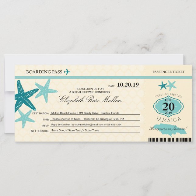 Carte d'embarquement de Fêtes des mariées Jamaïque (Devant)