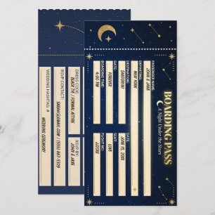Carte d'embarquement de mariage Ciel Étoilé Nuit