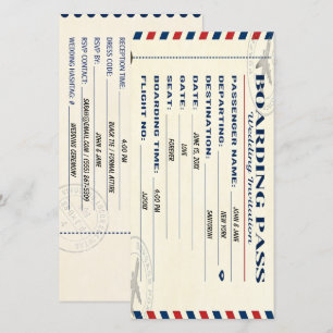 Carte d'embarquement de mariage de compagnie aérie