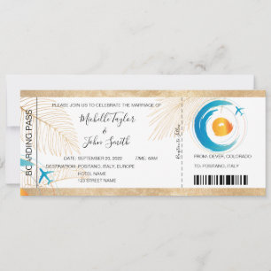 Carte d'embarquement de mariage de destination Icô