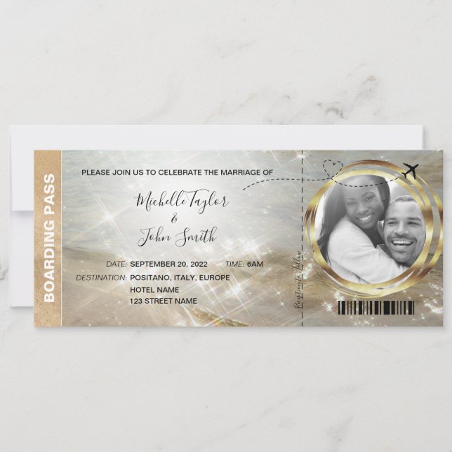 Carte d'embarquement de mariage de destination Pla (Devant)