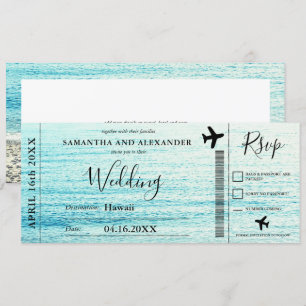 Carte d'embarquement de mariage de plage de script