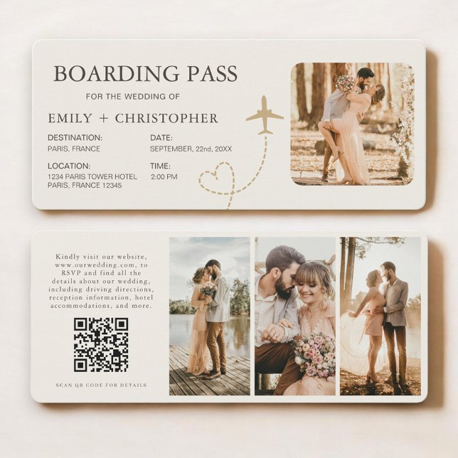 Carte d'embarquement de mariage pour billet d'avio (Créateur téléchargé)