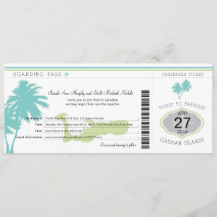 Carte d'embarquement de mariage vers les Îles