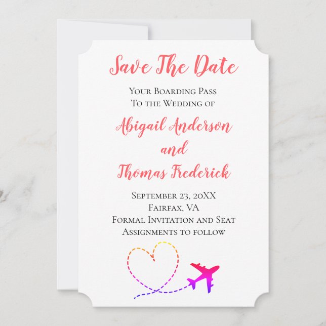 Carte d'embarquement Destination Avion Mariage de  (Devant)